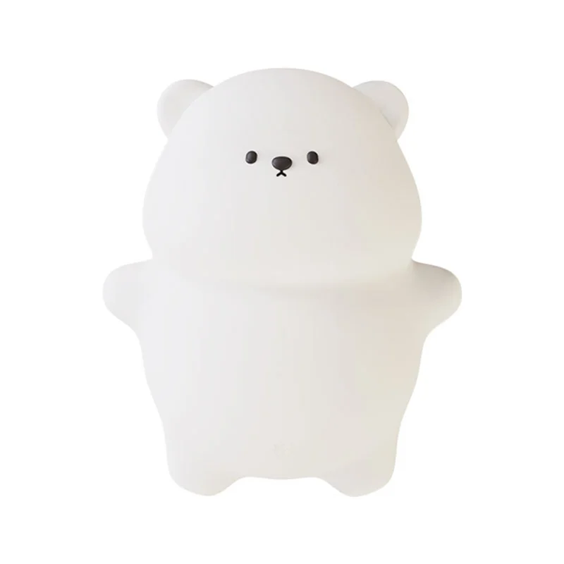 Silicone Lying Flat Bear LED Night Light Cute Animal Kids Night Lamp Touch Control USB Rechargeable Lamps For Kid-ABGL