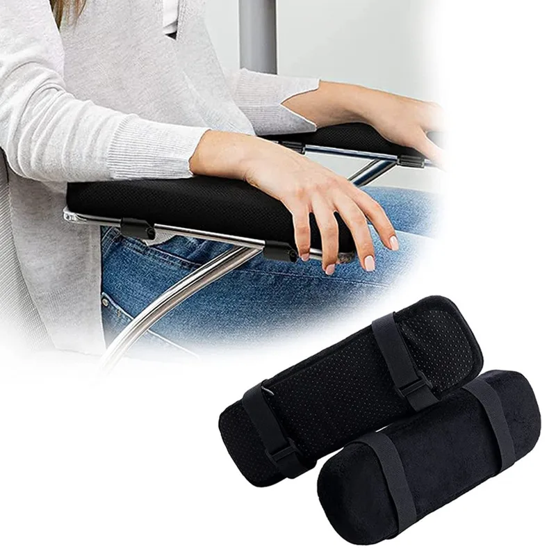 1Pc Armrest Pads Covers Foam Elbow Pillow Forearm Pressure Relief Arm Rest Cover For Office Chairs Wheelchair Comfy Chair Black