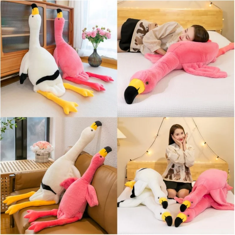 

Kawaii плюшевая игрушка-подушка с фламинго, большая мягкая кукла, милый приятный детский подарок для детей, мягкие игрушки на день рождения для детей с очаровательными