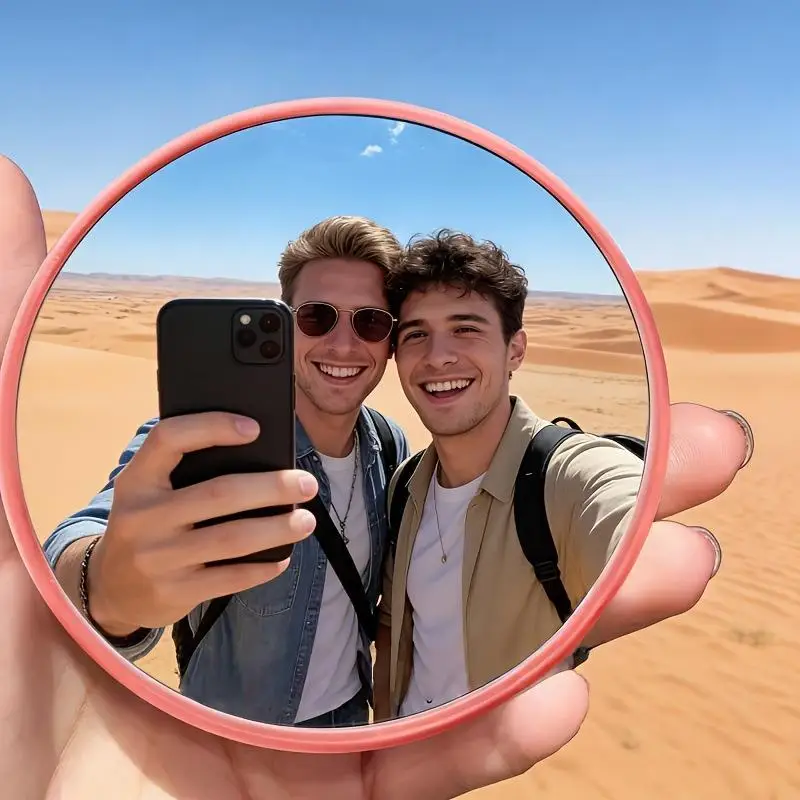 High Definition Round Convex Mirror Portable Handheld Makeup Mirror Travel Selfie Prop For Photography Photo Shooting
