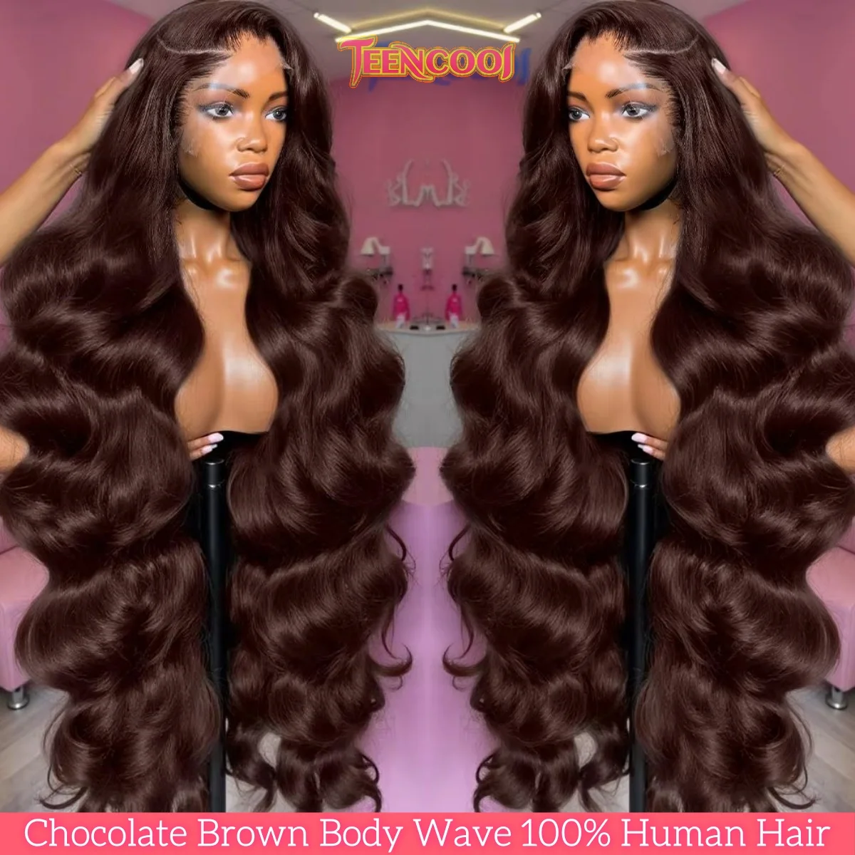 200 densité chocolat brun vague de corps 13X4 dentelle avant perruques de cheveux humains 30 34 pouces brun 13x6 HD dentelle frontale perruque pour les femmes noires