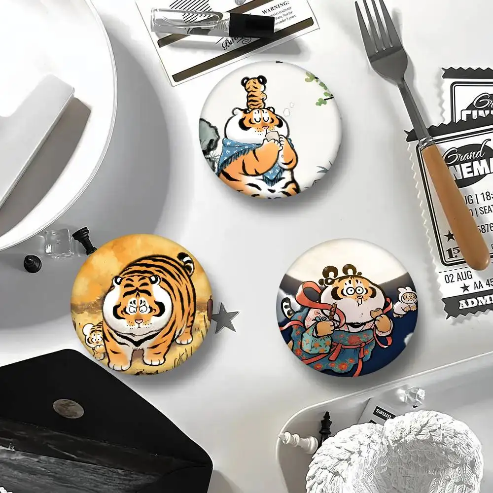 Funny Cute H-Fat Tiger Round Badge Creative Brooch Clothing Backpack Accessories Lapel Pin view 6