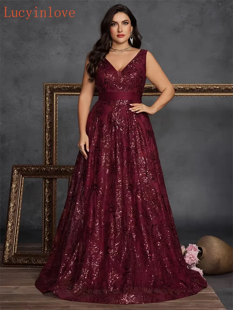 Lucyinlove Plus Size Luxury Deep V-Neck Sequins Evening Dresses Women Elegant V-back Wedding Party Long Prom Cocktail Gowns - AliExpress 320 Lucyinlove Plus Size Luxury Deep V-Neck Sequins Evening Dresses Women Elegant V-back Wedding Party Long Prom Cocktail Gowns - AliExpress 320