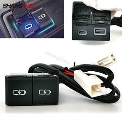 12V/24V Car Charger Socket Dual USB Type-C PD Charging Outlet Power Adapter For Toyota Camry Avalon Highlander Levin RAV4