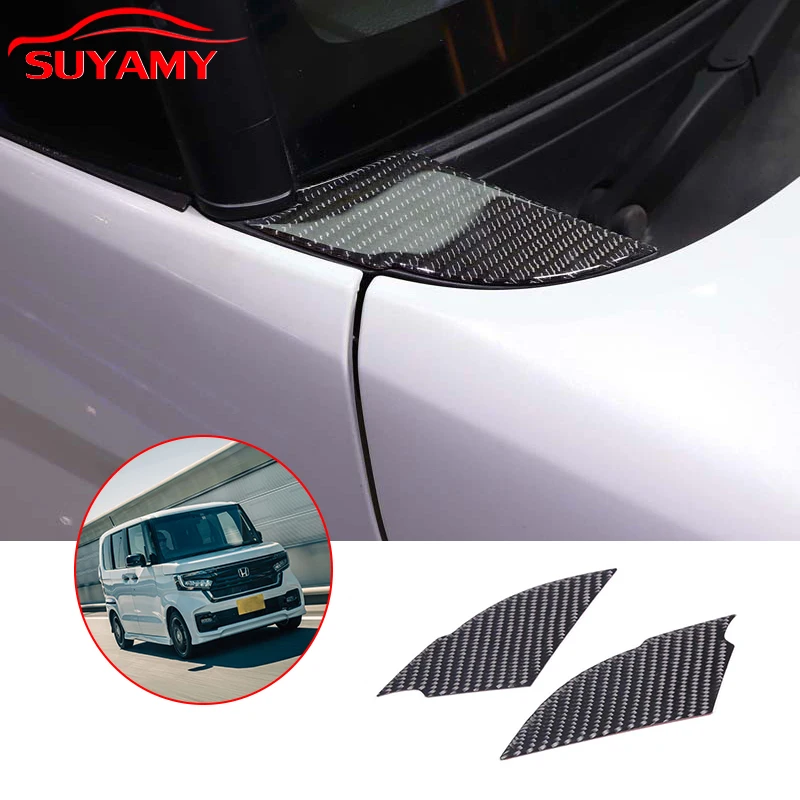 

Soft Carbon Fiber Hood Both Side Triangle Trim Sticker For Honda N-Box JF3 JF4 2017-2021 Car Accessories