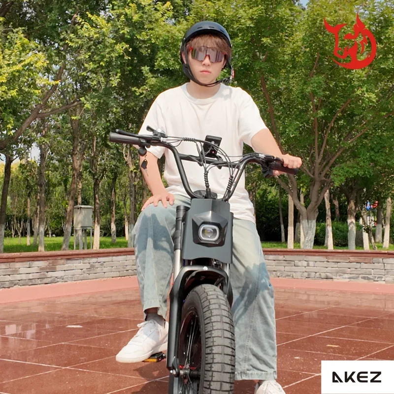

US Warehouse AKEZ X7 Retro 48V 750W Fat Tire Electric Bike, 18.2Ah Battery, Dual Suspension, 30mph Long Range E-Bike