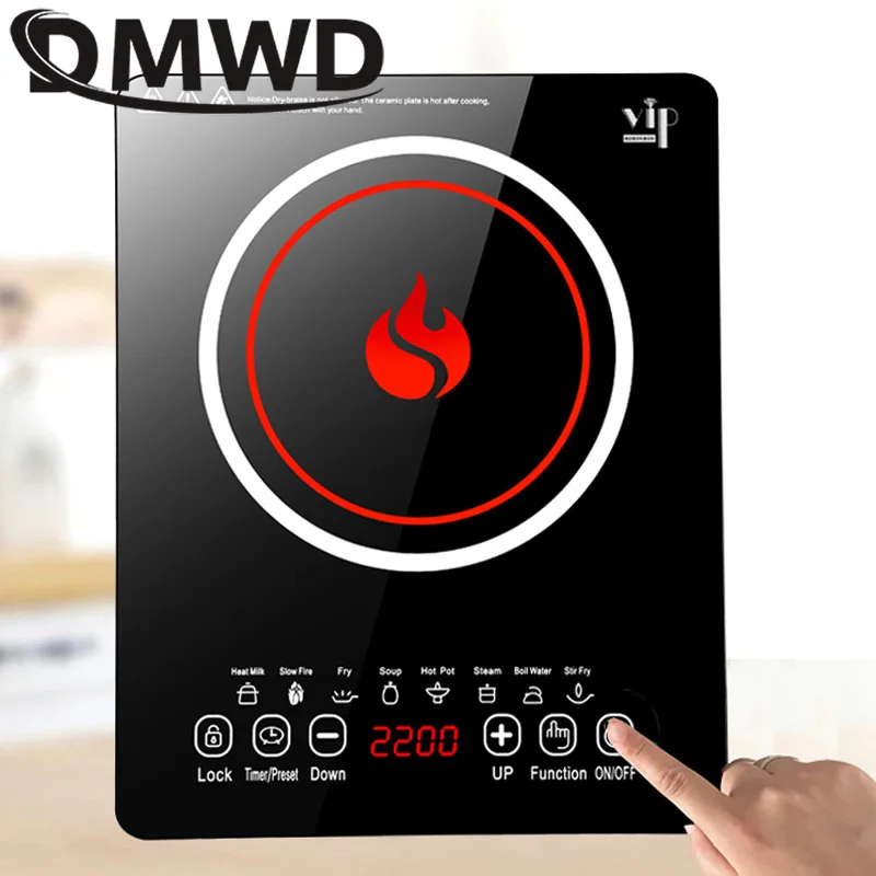 DMWD 110V/220V Electric Induction Cooker Waterproof High Power 2200W Magnetic Induction Cooker Intelligent Hot Pot Stove EU US