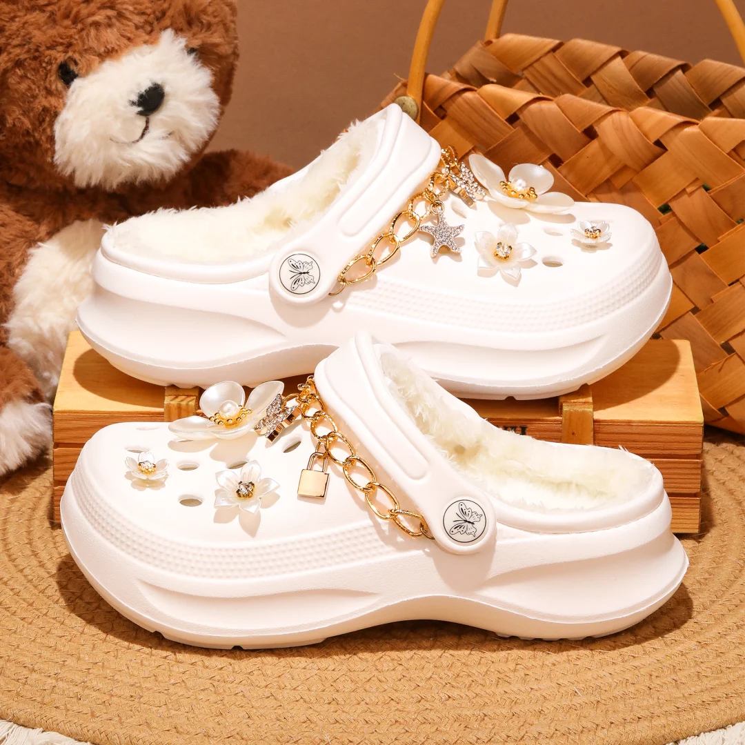 Kinder-Clogs und -Mules mit Fellfutter, leichte Garten-Schuhe mit Baumwollfutter, warme Hausschuhe für Jungen, Mädchen und Kleinkinder, 168. – Detail 6