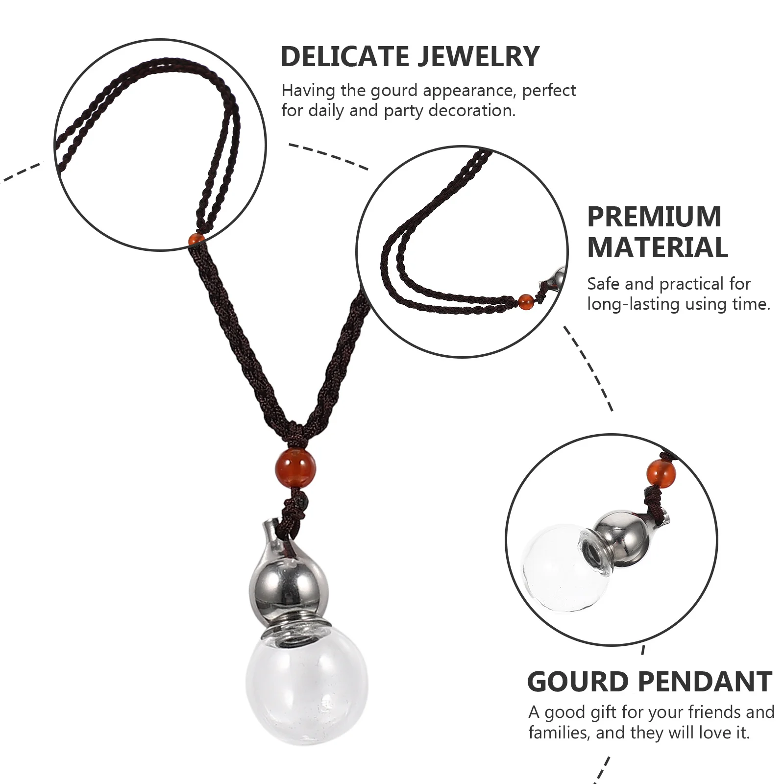 

Small Gourd Pendant Design Necklace Chinese Style with Openable Charm Necklaces Jewelry