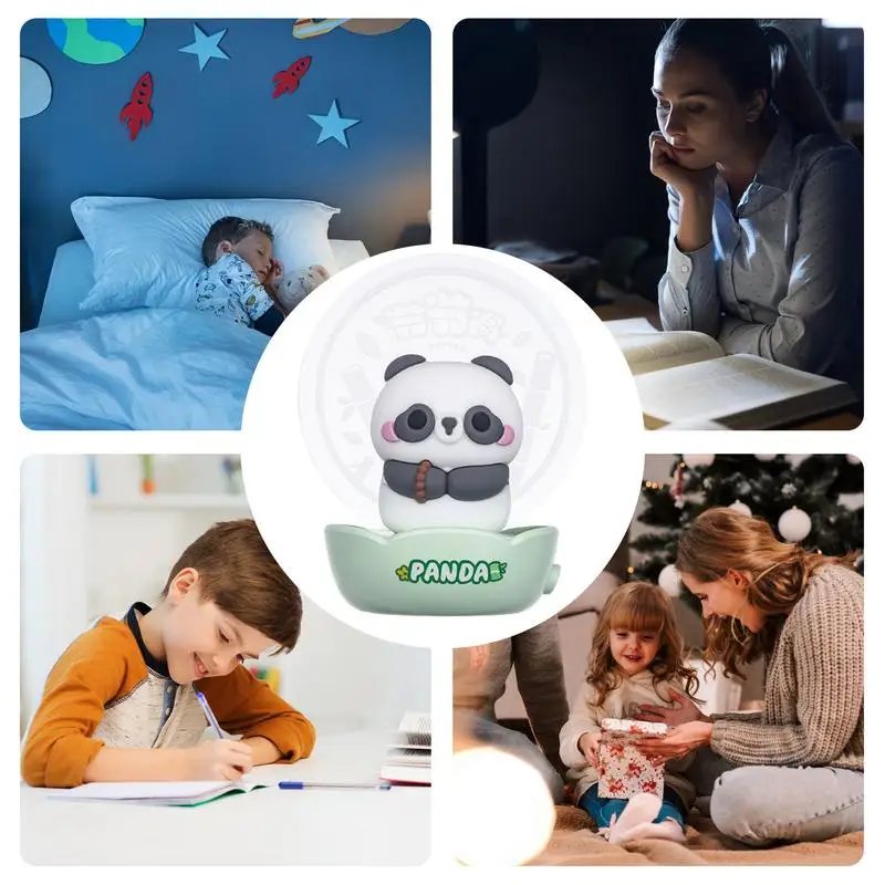 Cute Panda LED Night Light Cute Battery Operated Night Light Room Night Lamp Bedroom Timing Light Decoration Childrens Gifts