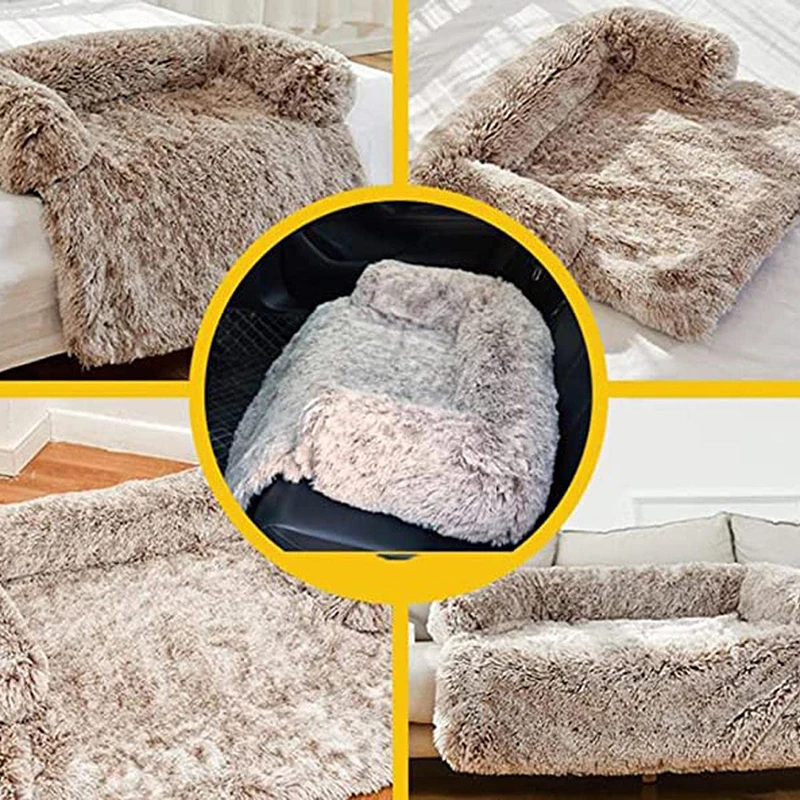 Plush Kennel Mat Large Dogs Sofa Bed Removable  Washable Pet Kennel Blanket Cushion Cat Warm Sleeping Mat Furniture Protector