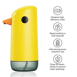 Children Auto Foam Soap Dispenser Little Yellow Duck Smart Sensor Liquid Soap Dispenser Touchless Hand Sanitizer for Bathroom