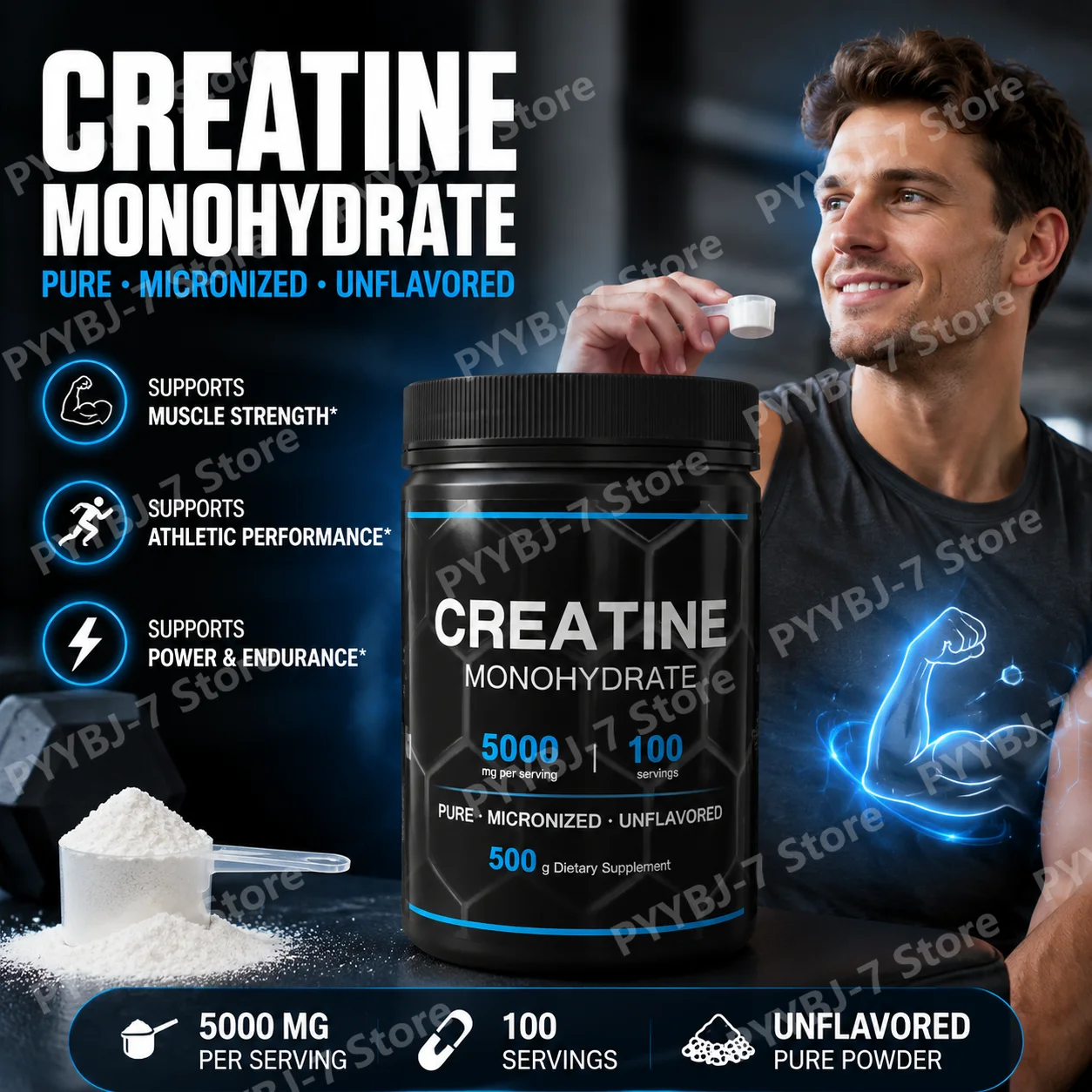Creatine Monohydrate Powder - Créatine monohydrate micronisée pure en poudre,