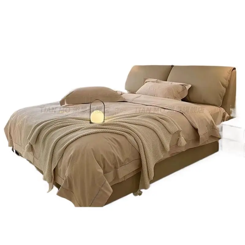 

Elephant ear ecological leather bed, master bedroom, double household storage leather bed