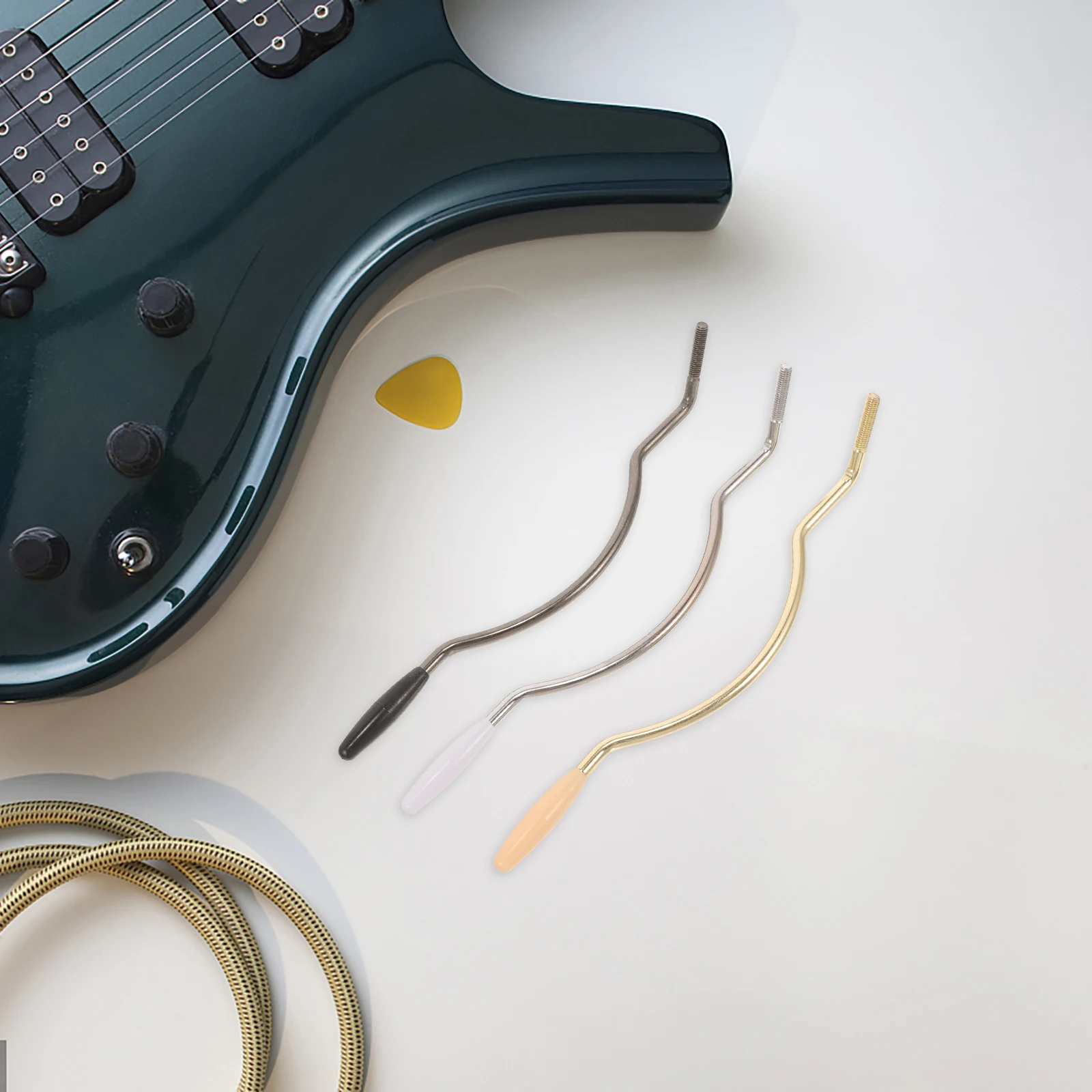

3pcs Electric Guitar Tremolo Bar Whammy Arm Adjustable Tension Pitch Control Curved Design Lightweight Easy to Use for Guitar