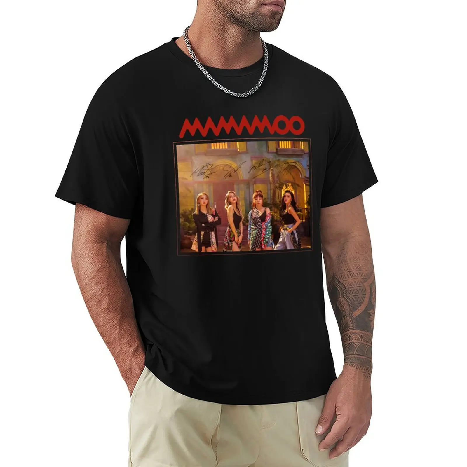 MAMAMOO ??? - Red Moon : Group (With PRINTED Autographs) Design #2 T-Shirt Big and Tall Short Sleeve Tee