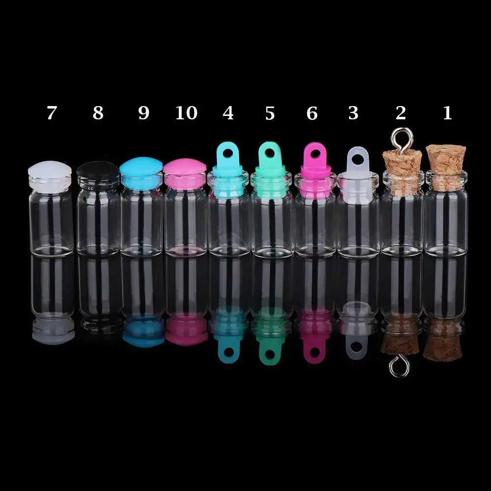 5/10pcs Clear Drift Bottle Glass Jars DIY Decoration Containers Mini Message Vials Ornaments Cork Stopper Rainbow Wishing Bottle