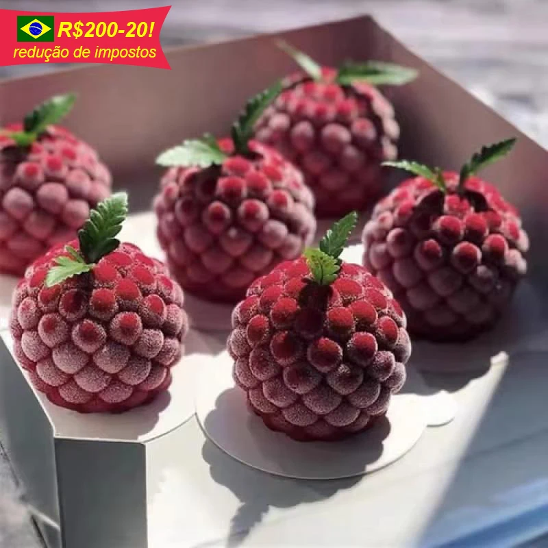 Molde de silicona 3D de frambuesa y fruta, Mousse francés, postre, molde para hornear Diy, molde para pastel, herramientas de producción de frutas artificiales