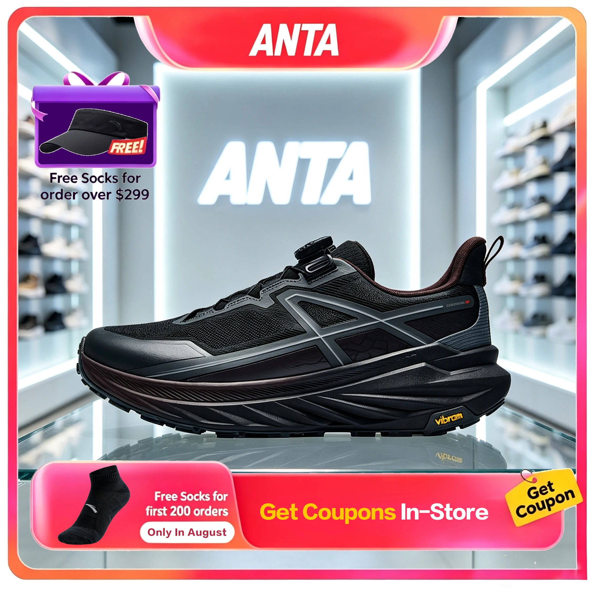 Anta Champion Liesun 3 BOA Unisex Autumn New Outdoor Trail Running Shoes Anti Slip Sports Sneakers