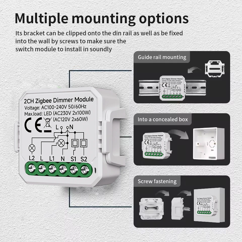 

Модуль умного диммера Wi-Fi/zigbee, приложение Tuya/Smartlife, дистанционное управление, двустороннее управление, совместимое с голосовым управлением Alexa Google Home