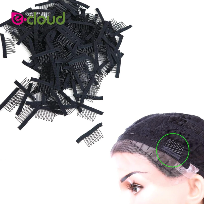 Peigne à Perruque Noir Bon Marché, Extensions de Cheveux, Clips Confortables, Top en Acier Inoxydable, Outil Exécutif, 50 à 100 Pièces