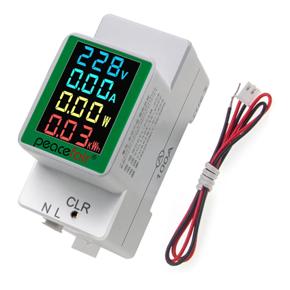 PZEM-008 Din Rail Electricity Digital Power Energy Meter Watt Kwh Wattmeter Monitor Ammeter Voltmeter AC 50-300V 100A