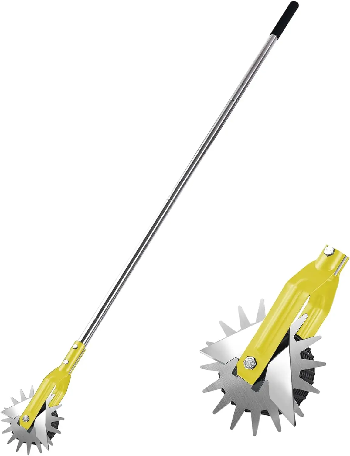 Wheel Rotary Edger,Sidewalk Manual Lawn Edger, Strong 3 Sections Stainless Steel Handle with Cushion Grip, 58.3-Inch