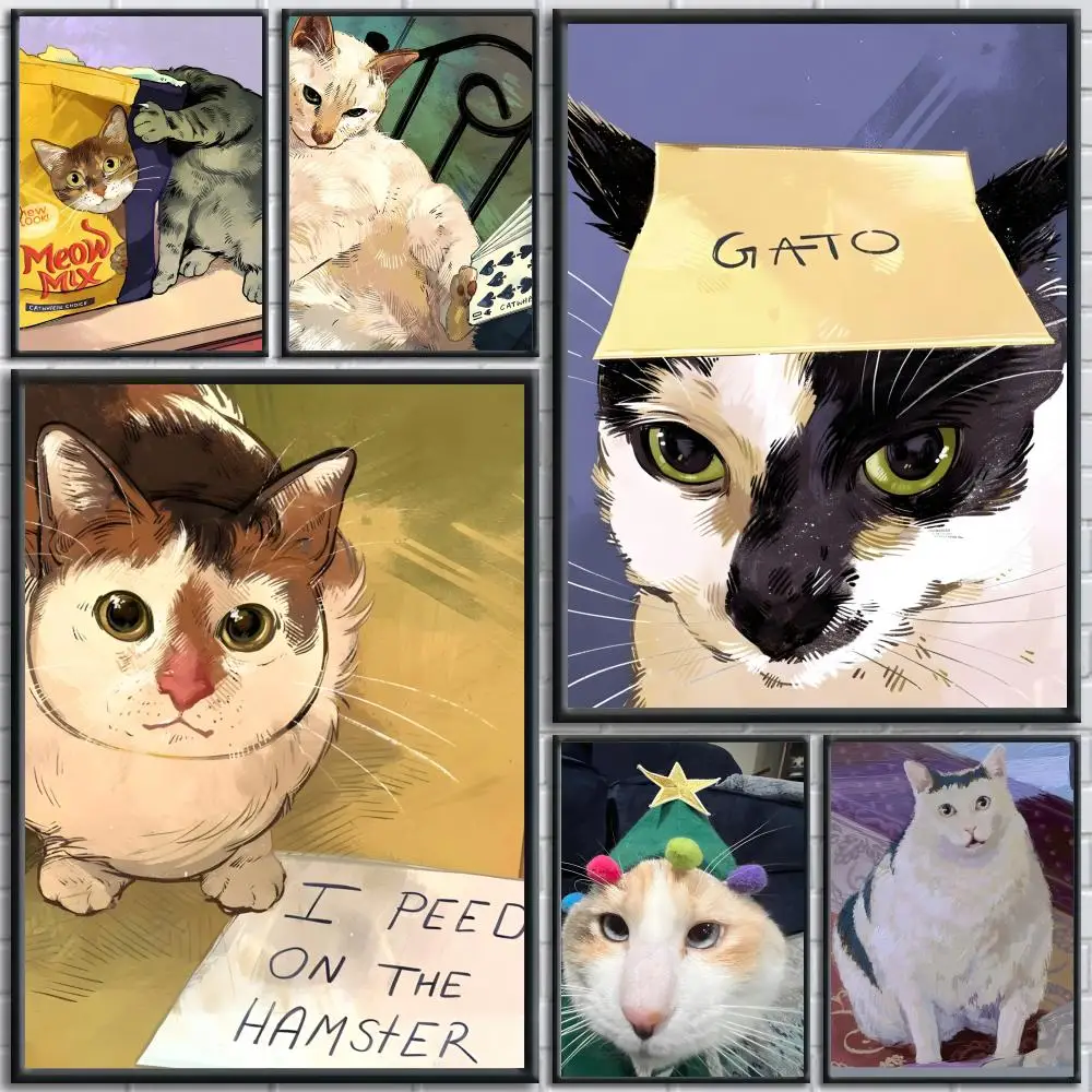 Popular meme cat pictures on the internet Poster Painting Prints Wall Art Picture Film Room Home Bar Cafe Decor Home  Mural