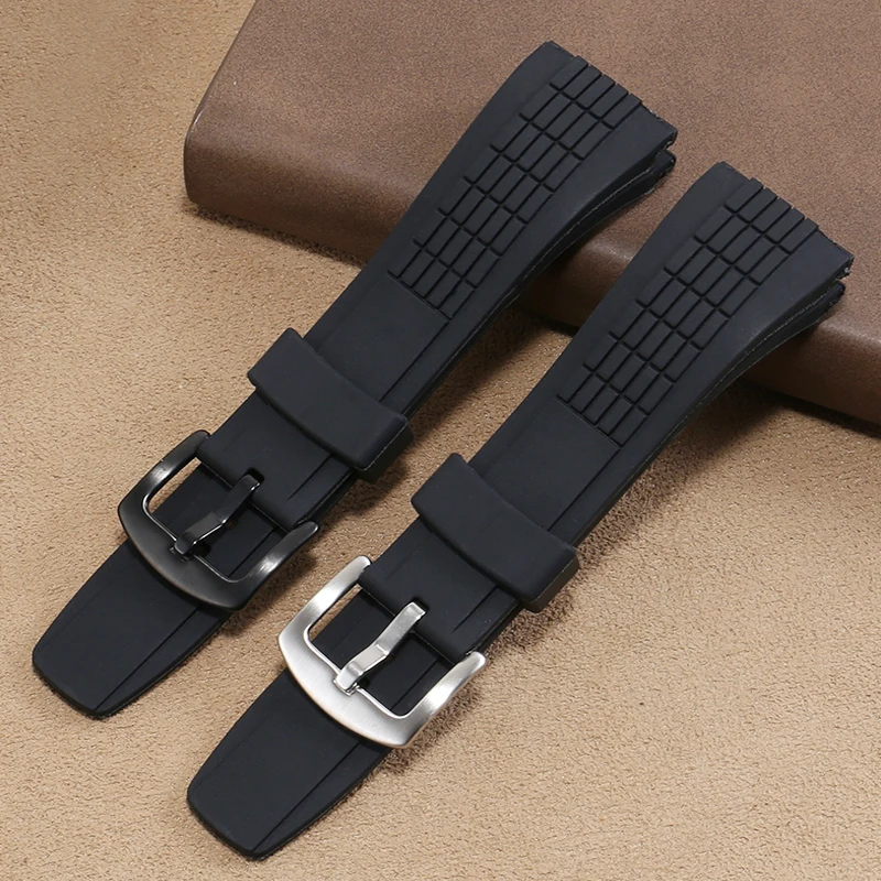 Silicone Watch Band Substitute VELATURA Series SRH006/SPC007 Black Rubber Watch Band Men's 26mm