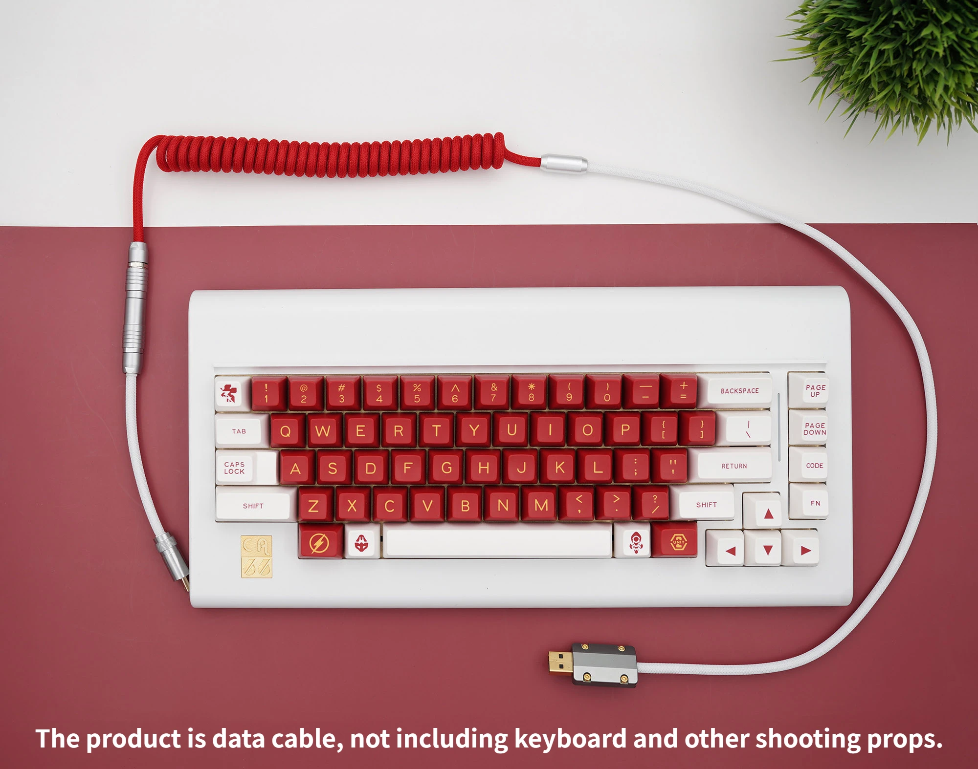 

GeekCable Pole Shark handmade custom computer mechanical keyboard navigation plug data cable CA66 theme line red and white