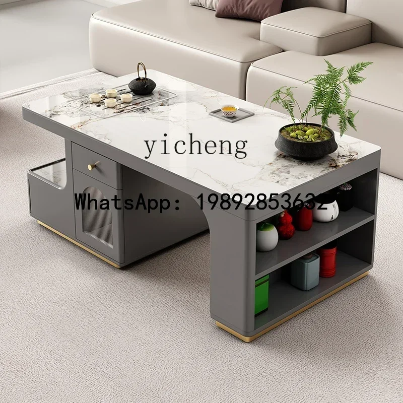 LL rock slab telescopic kung fu tea table living room household light luxury multi-functional tea table integrated