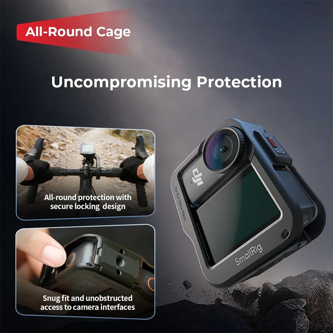 SmallRig Action Camera Accessory Camera Cage/Cold Shoe Mount/Neck Strap/Screen Protector/Selfie Stick Adapter for DJI Osmo Nano