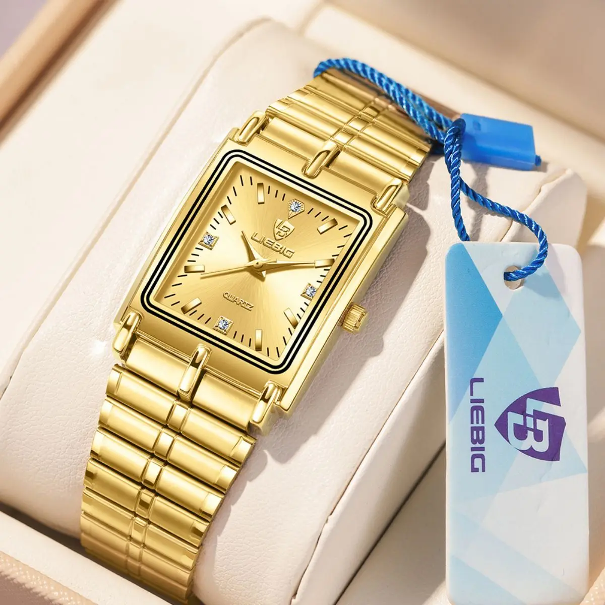 LIEBIG Luxury Quartz Watches Male Stainless Steel Bracelet Ladies Clock Fashion Golden Wristwatches Mens Women Relogio Masculino
