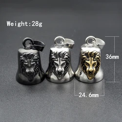 Lion King Necklace 316L Stainless Steel Jewelry Punk Biker Polishing Cool Lion Head Black Plated Bell Pendant