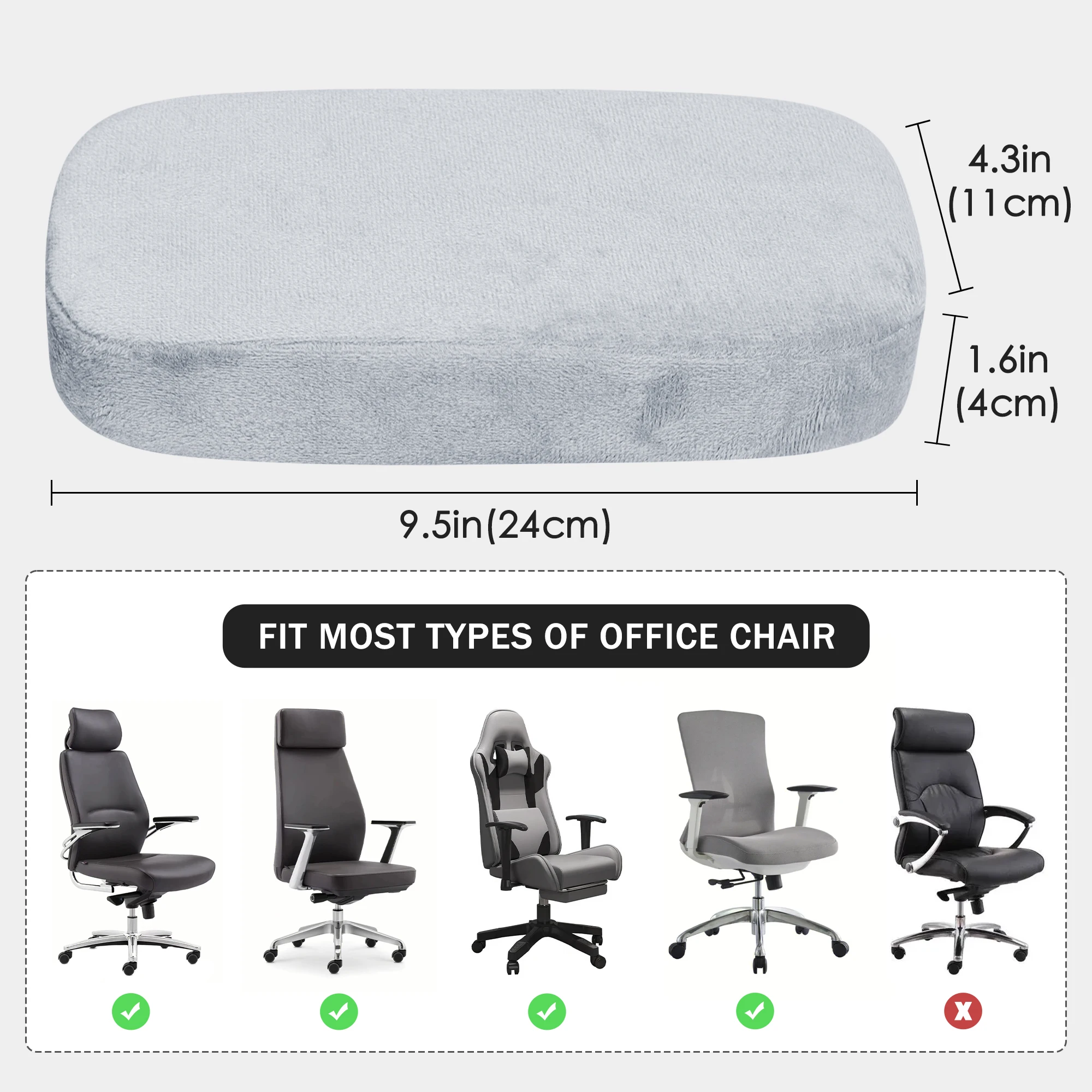 Office Chair Armrest Covers for Elbows and Forearms Support 2-Piece Set Sponge Velvet 4 colors Arm Cover Chair Slipcover