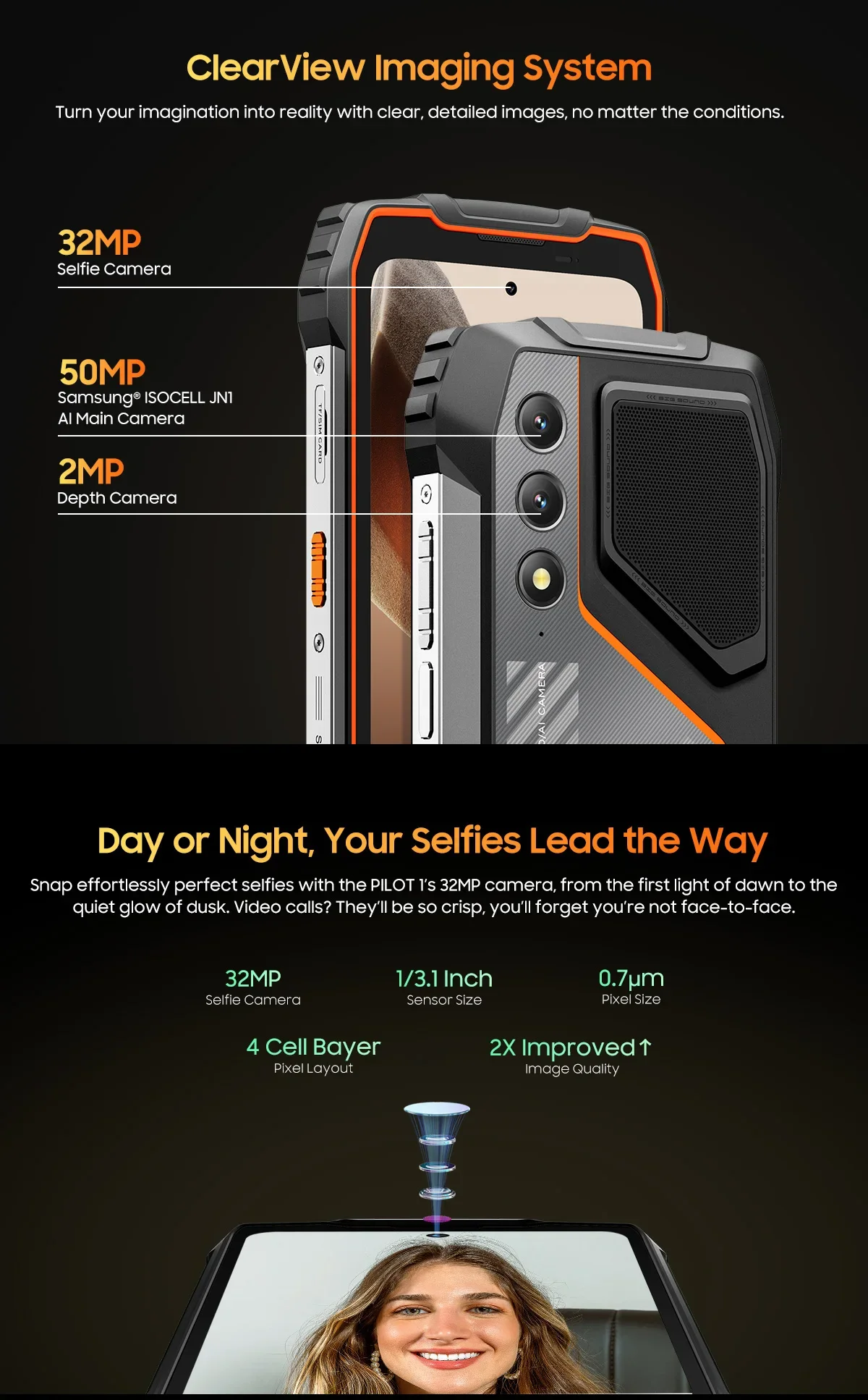 Global version Blackview OSCAL PILOT 1 Rugged Phone 6.67'' HD+ Display 50MP Camera 6GB+256GB 15000mAh NFC Smartphone Android 14