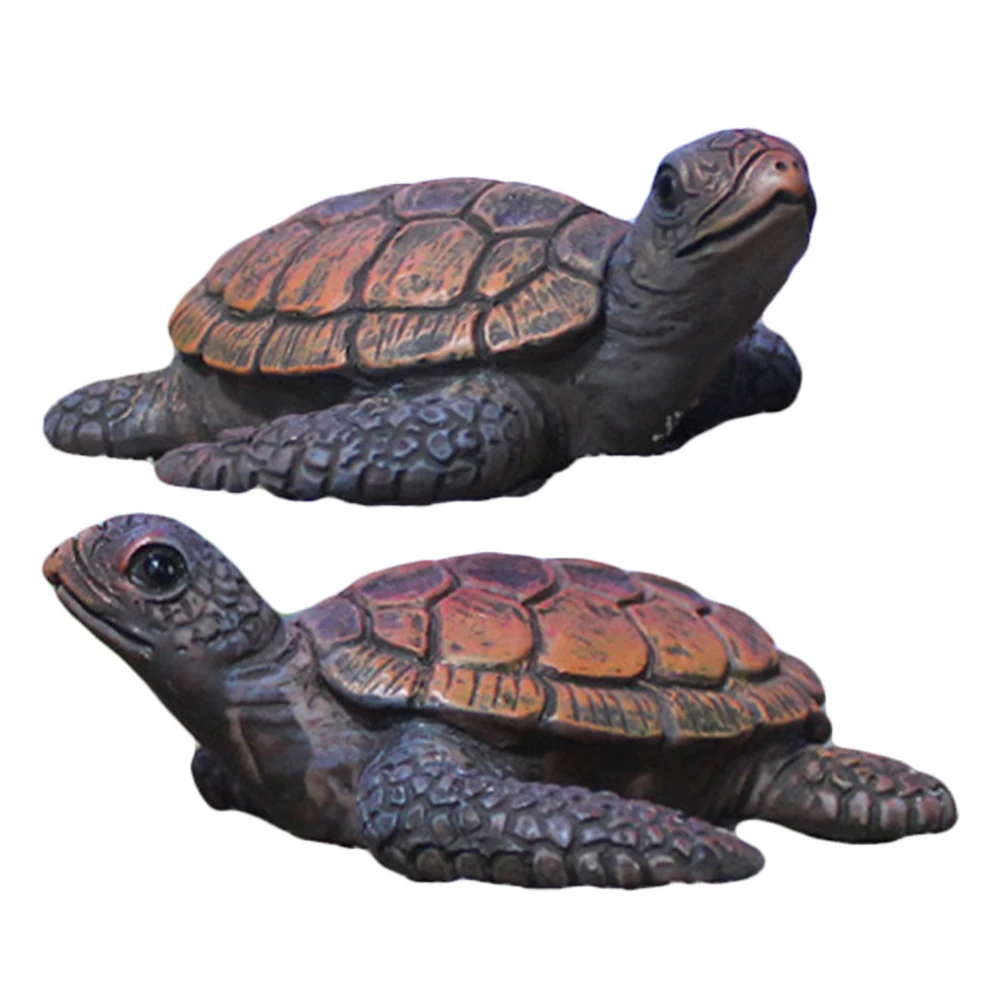 

2pcs Miniature Resin Turtle Figurines Realistic Design Garden Decor Small nament Sea Creature Statue Crafts