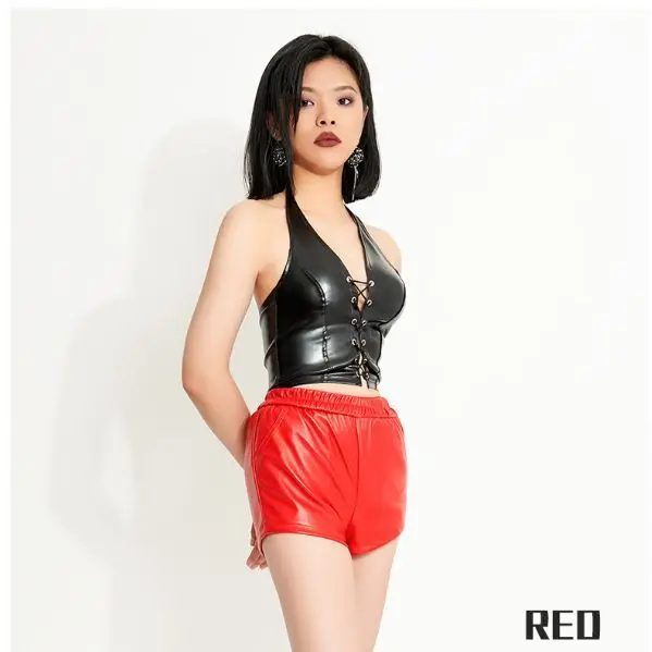 Sexy Fitted PU Leather  Shorts Women's Fashion Casual Pants Tight Bodycon Three-Inch Shorts Versatile Slimming Shorts