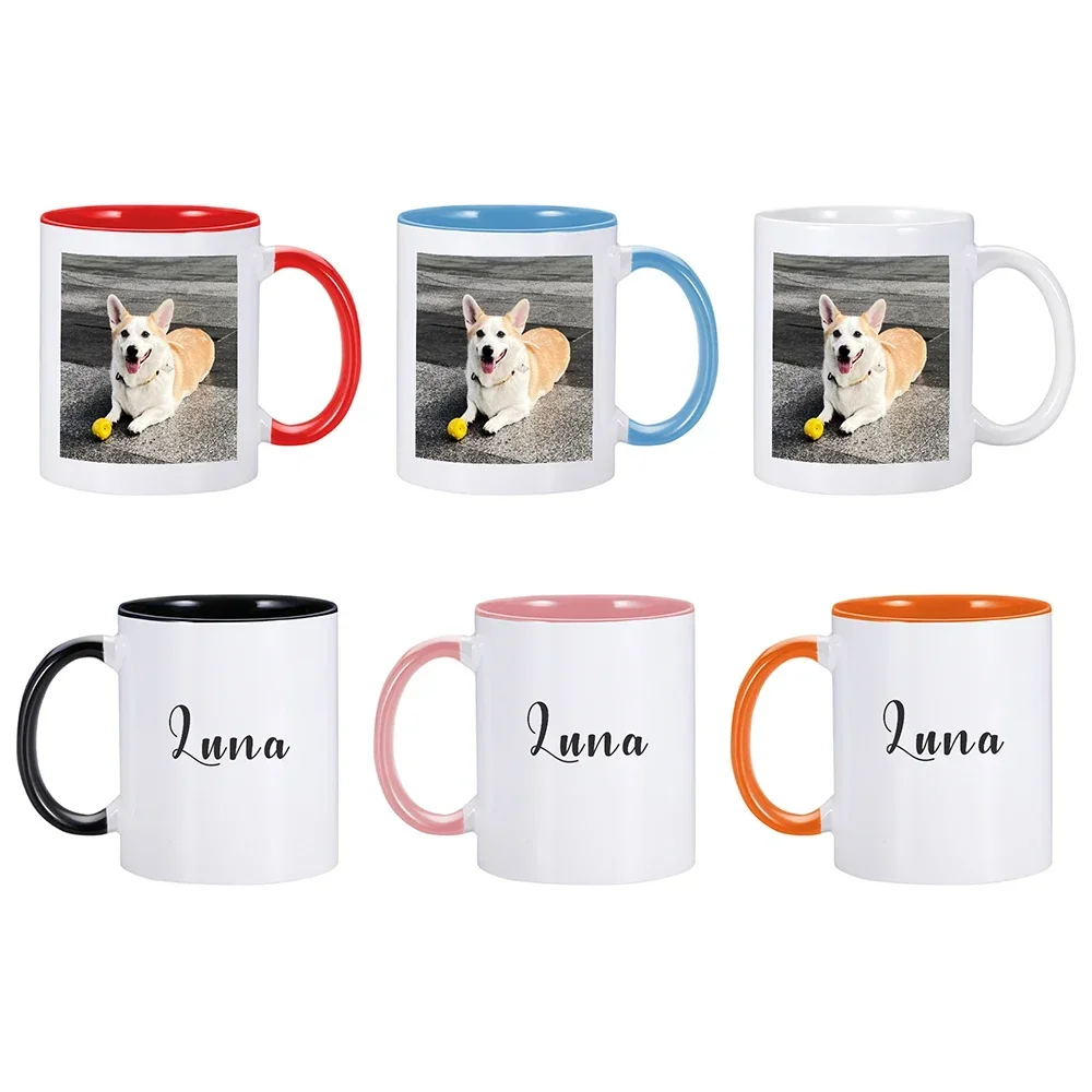 Personalized Mug Picture Photo Cup Custom Dog Name Tea Coffee Mug Cute Gift for Dog Lovers Best Mom Dad Ever 330ML 11oz Milk Cup