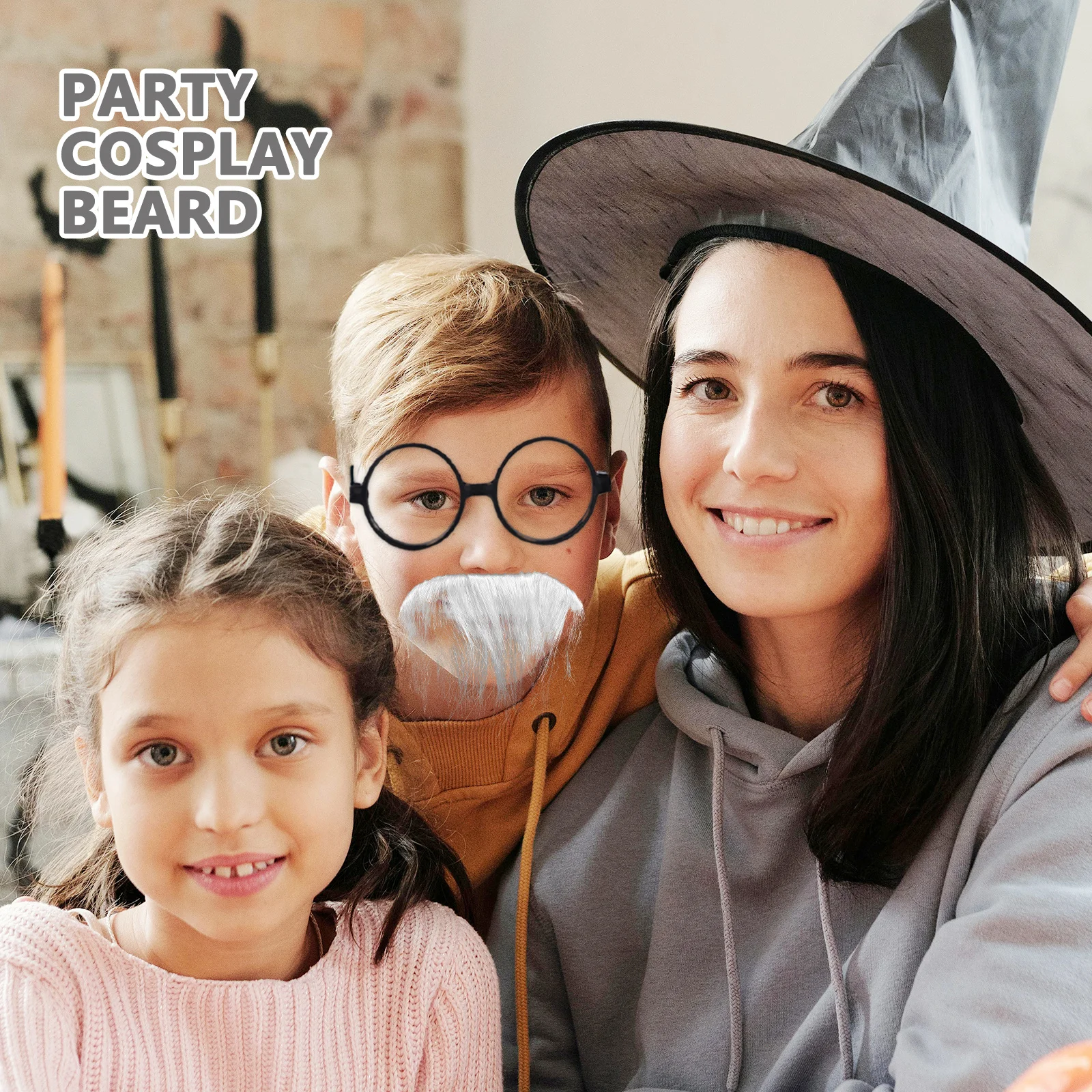 

1 set Artificial Beard Lifelike Simulated Mustache Glasses Frame Set Halloween Cosplay Party Masquerade Realistic Fake Beard