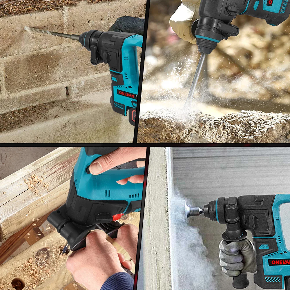 ONEVAN 2500 واط مطرقة كهربائية بدون فرشاة لاسلكية محمولة تأثير الحفر أداة كهربائية متعددة الوظائف لبطارية ماكيتا 18 فولت
