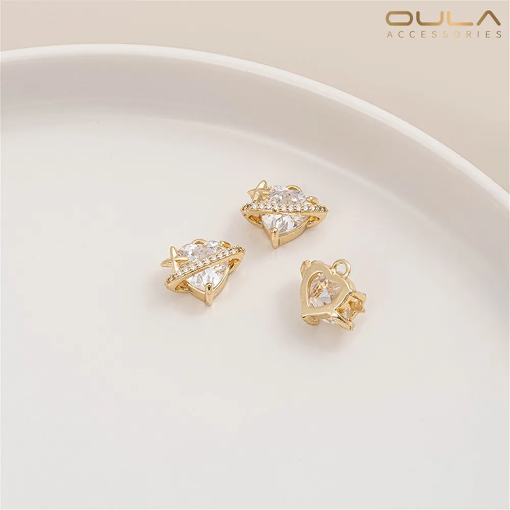 

1PCS 14K Gold-plated Zirconium Lava Heart Pendant, Planet Heart Pendant, Diy Bracelet, Earrings, Necklace Pendant