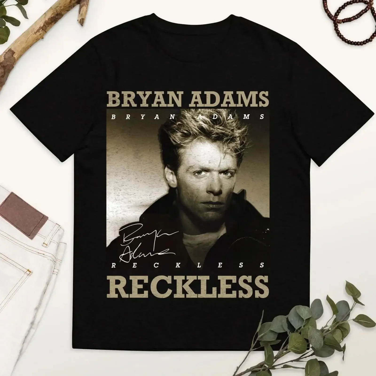 Bryan Adams Vintage Heavy Cotton  Black T Shirt All Sizes JU612 vintage Washed Soft Comfortable Casual Unisex Breathable
