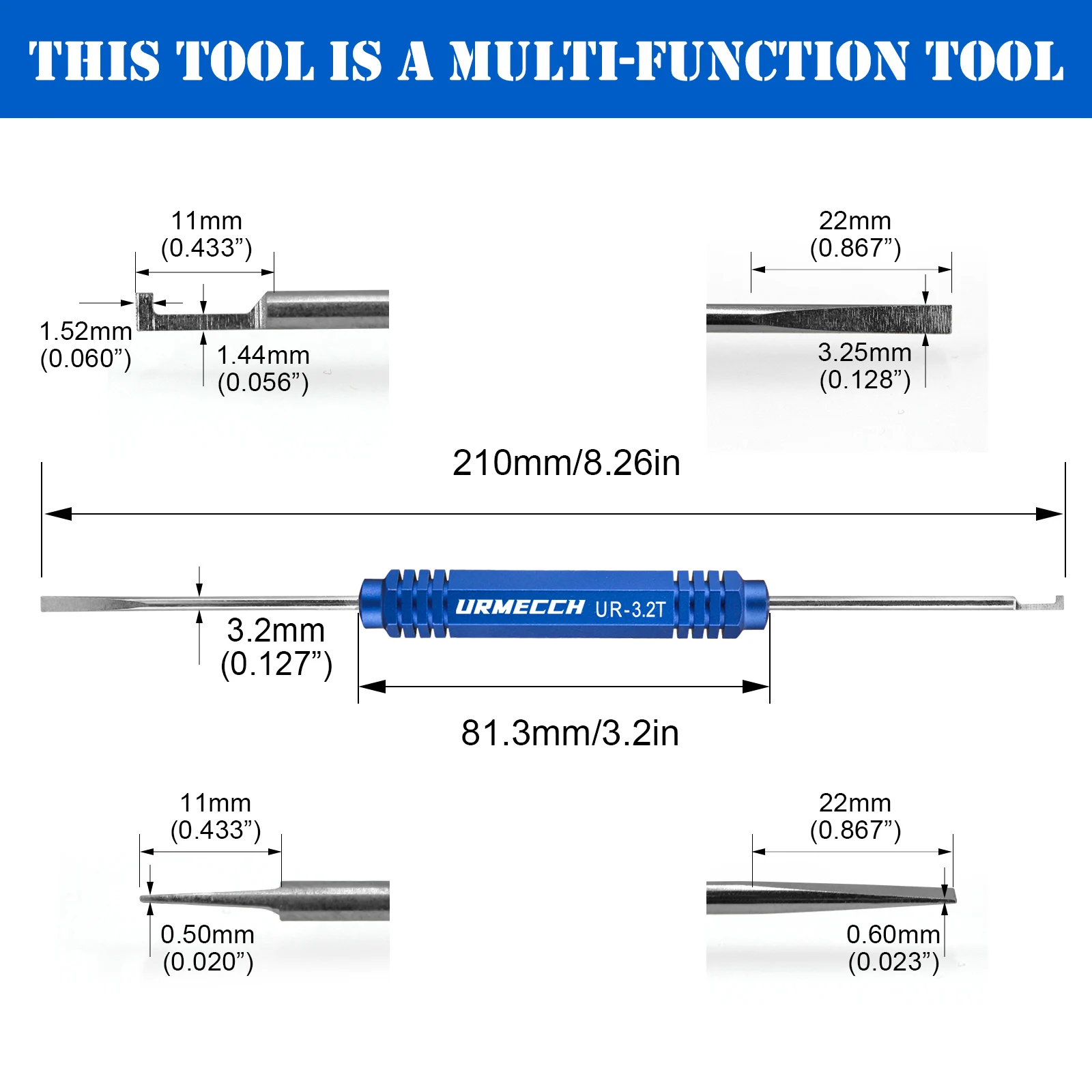 URMECCH UR-3.2T Terminal Pin Removal Tool Pin Socket Contact Wedgelock Remover for Deutsch DT DTM DTV DRB DRCP Strike Connectors