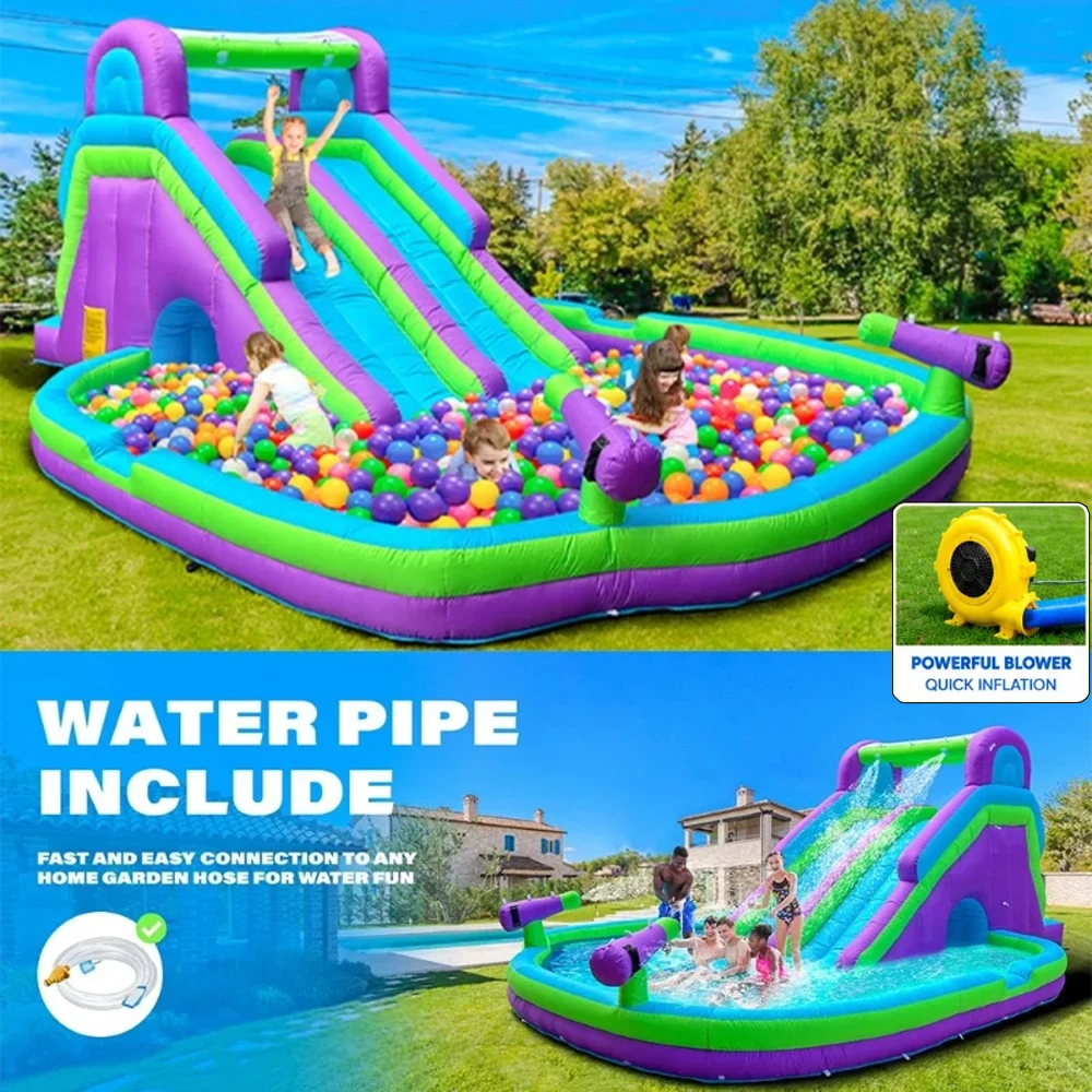 Kids Outdoor Inflatable Water Slide - Opblaasbare dubbele waterglijbaan, opblaasbare waterglijbaan met