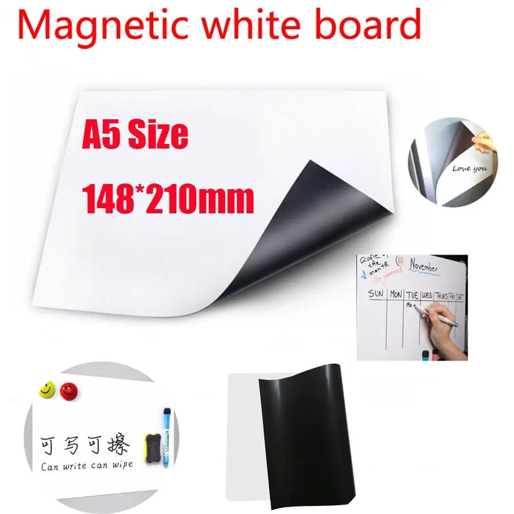 A5 Size Magnetic Whiteboard Fridge Dry Erase White Board Refrigerator Magnet Note Flexible Remind Message Boards