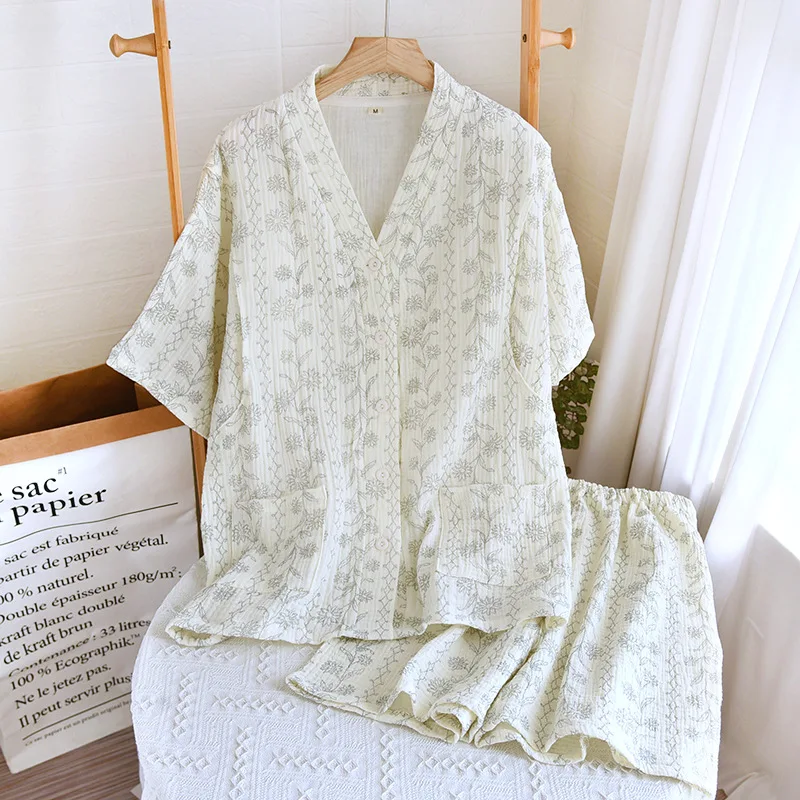 100% Cotton Maternity Clothes New Floral Print Summer Pajamas For Nursing Mothers Short Sleeve Cardigan Feeding Nightie