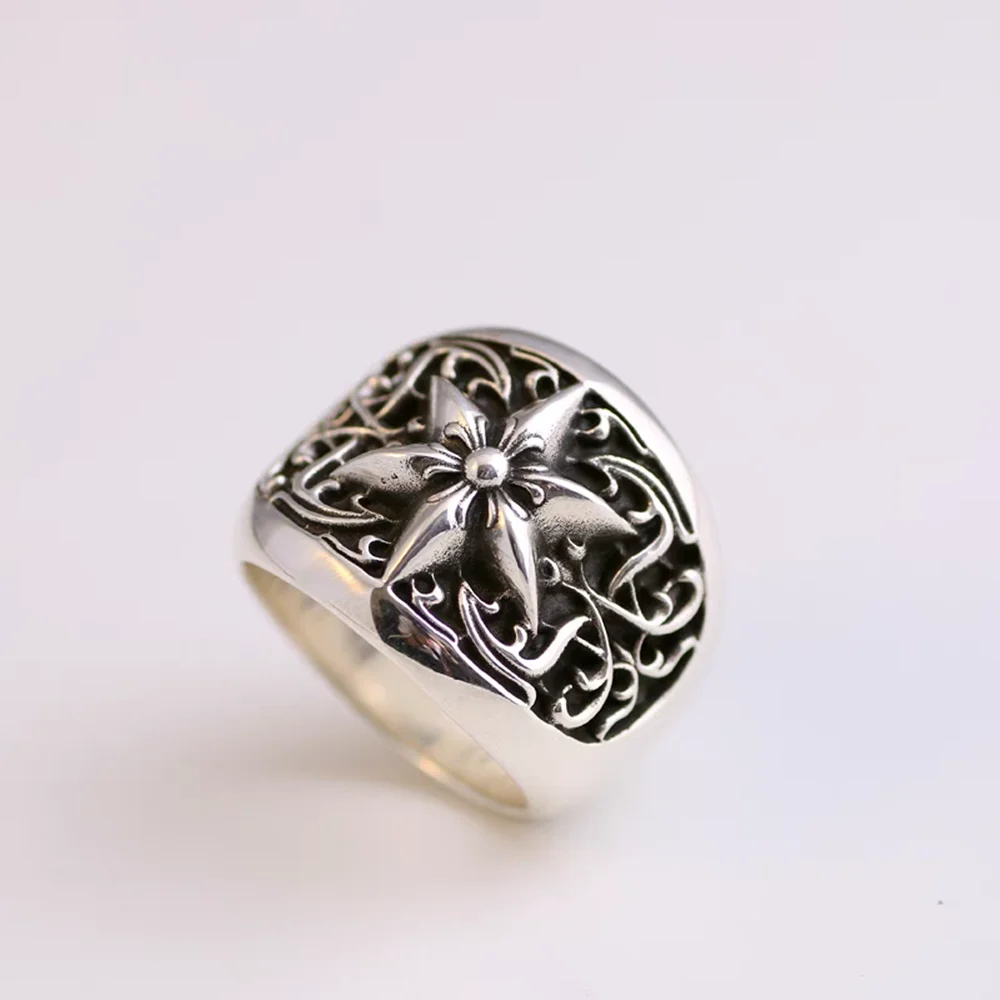 

Thai silver 925 sterling silver trendy brand cross six pointed star trend ring punk trendy men hiphop Male Ring