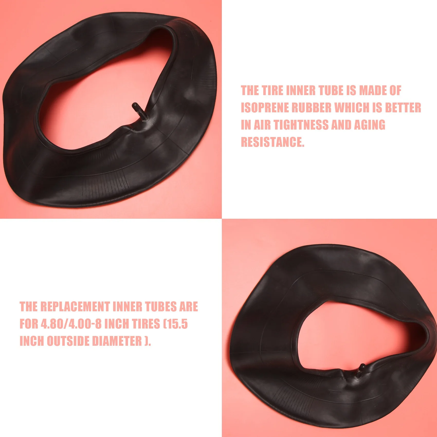 2Pcs 4.80/4.00-8 Inch Tire Inner Tubes For Heavy Duty Cart,Like Hand Trucks, Garden Carts,Mowers And More