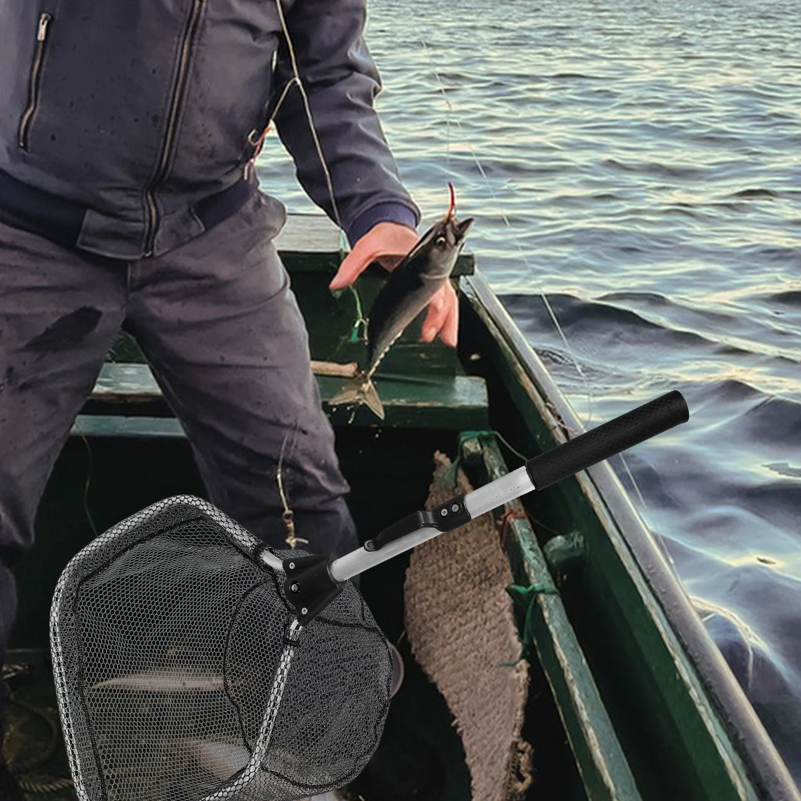 

Portable Silicone Fishing Net Foldable Lightweight Aluminum Alloy Mesh For Bass Trout Crab Catching Fishing Nets